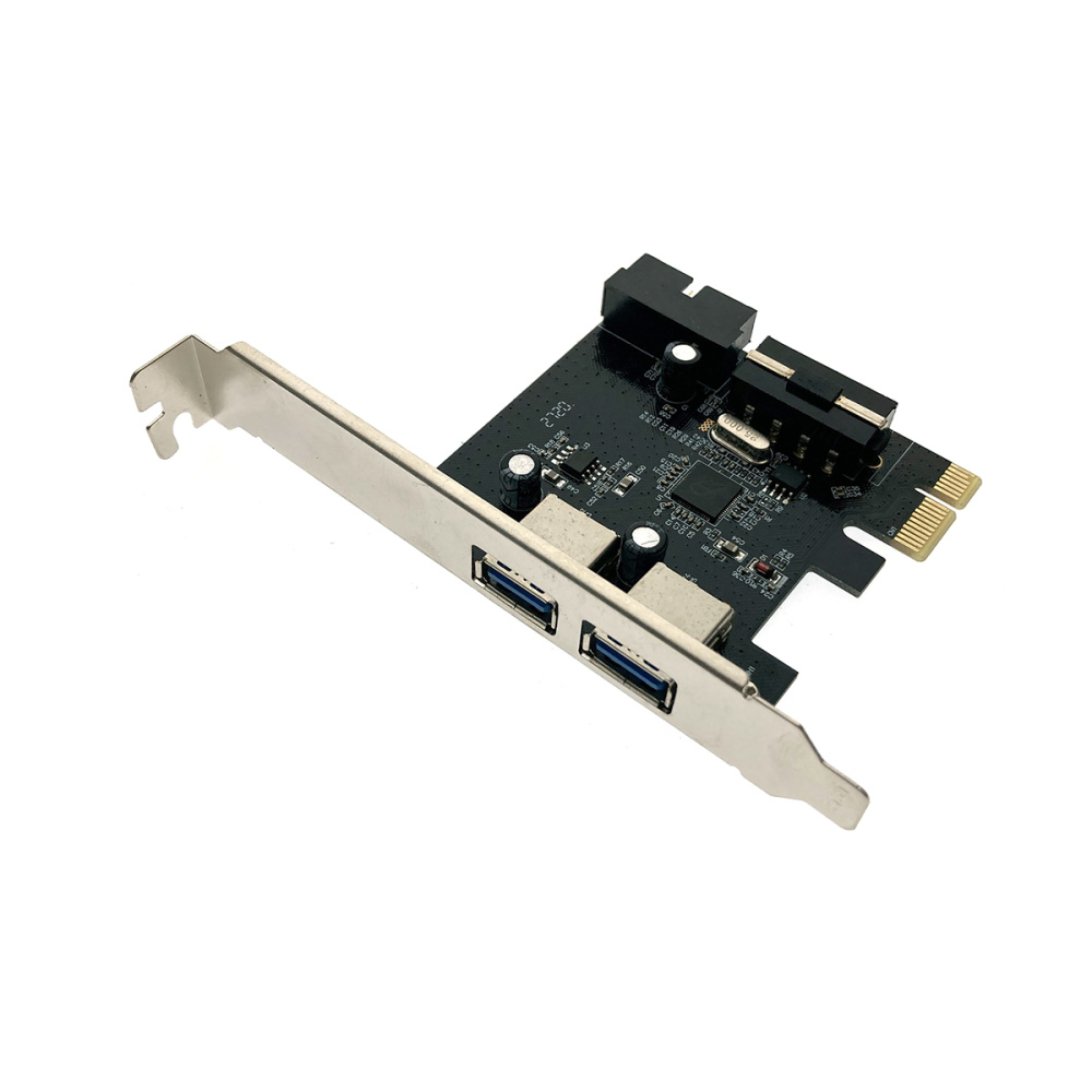 картинка Контроллер PCI-E x1 v2.0 на USB 3.2 Gen1x1, 2xUSB A + 19 pin, чип VLI VL805-Q6, модель PCIeUSB2-2 Espada 
