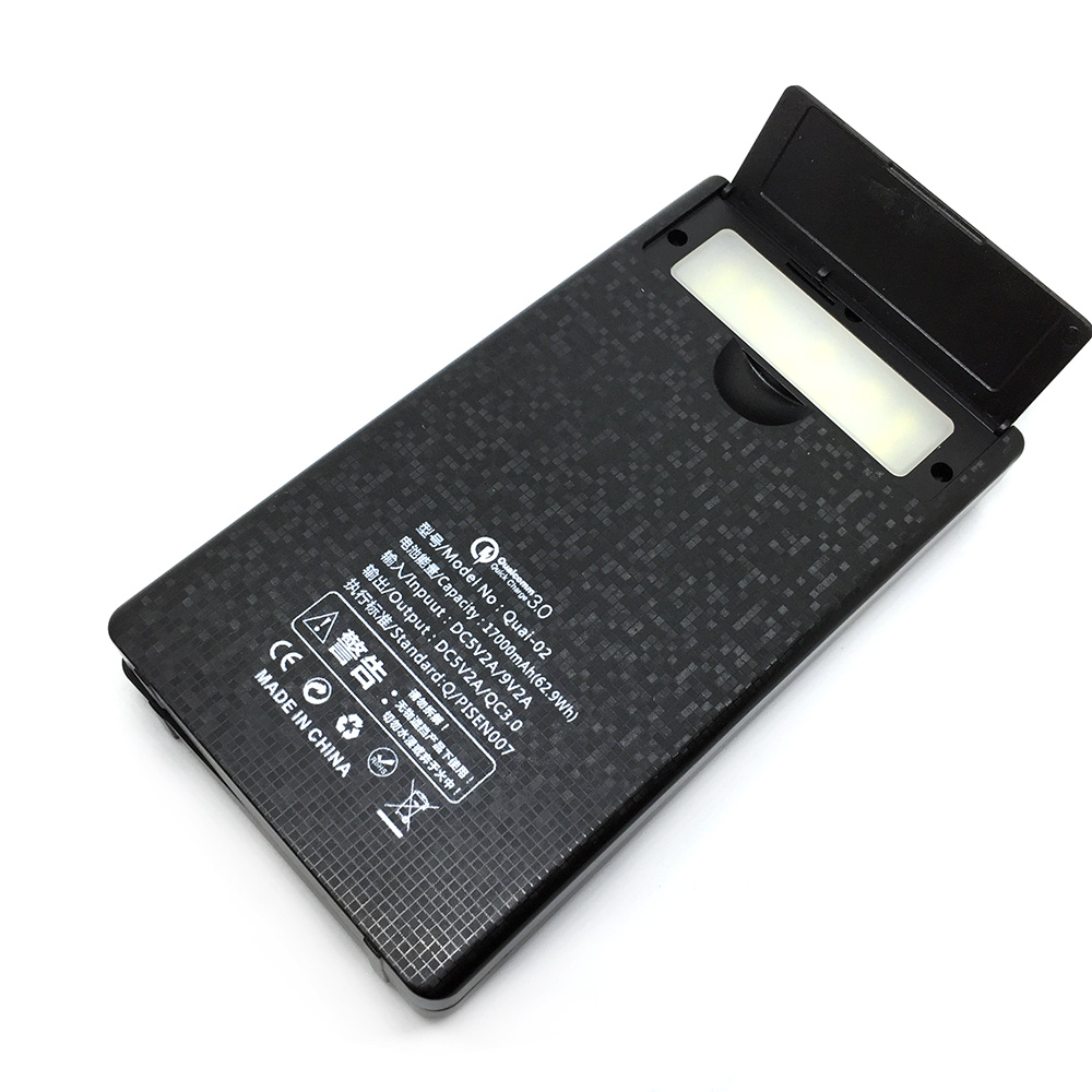 картинка Power Bank без аккумуляторов, модель QC3, Type-C+Micro USB, LED светильник, черный 