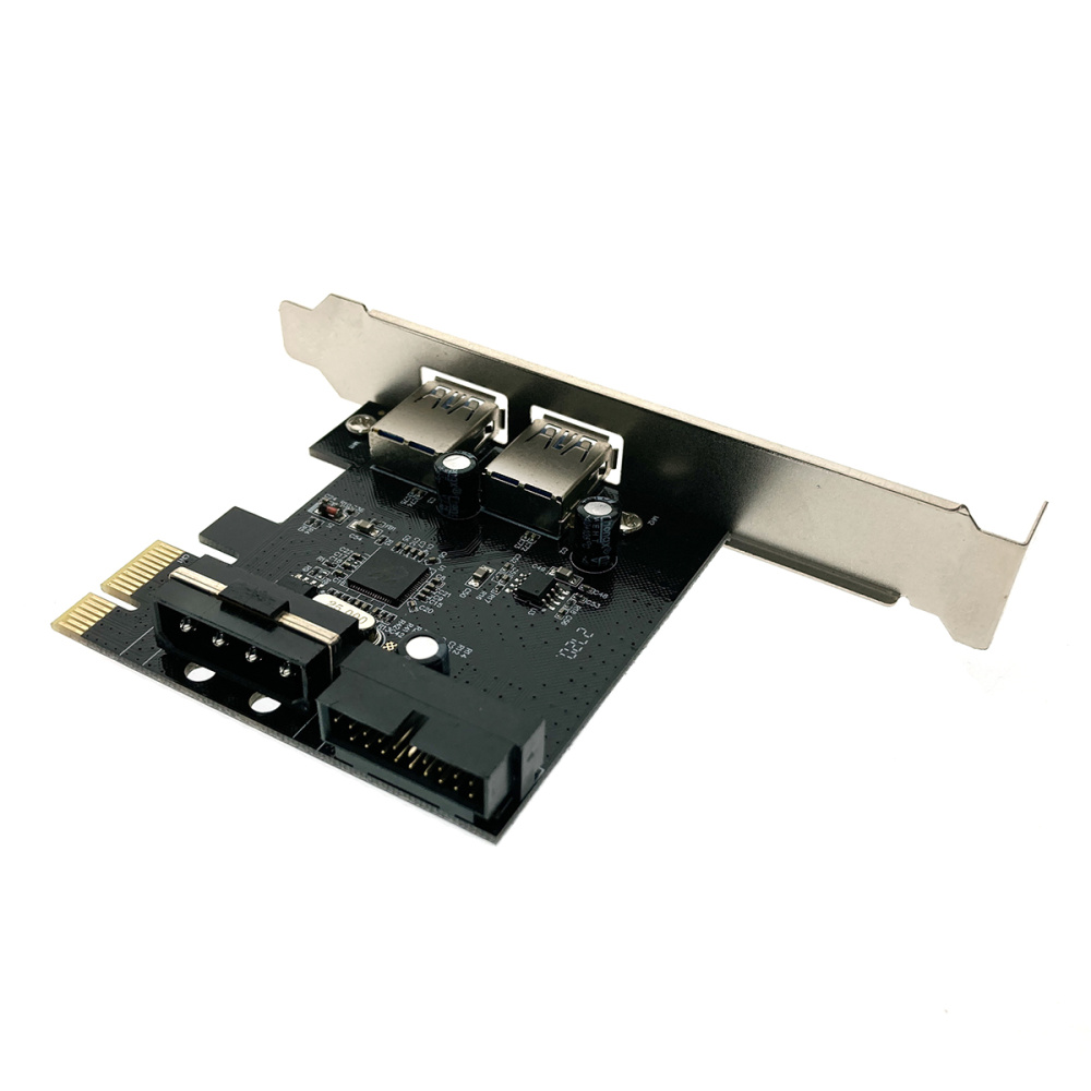 картинка Контроллер PCI-E x1 v2.0 на USB 3.2 Gen1x1, 2xUSB A + 19 pin, чип VLI VL805-Q6, модель PCIeUSB2-2 Espada 