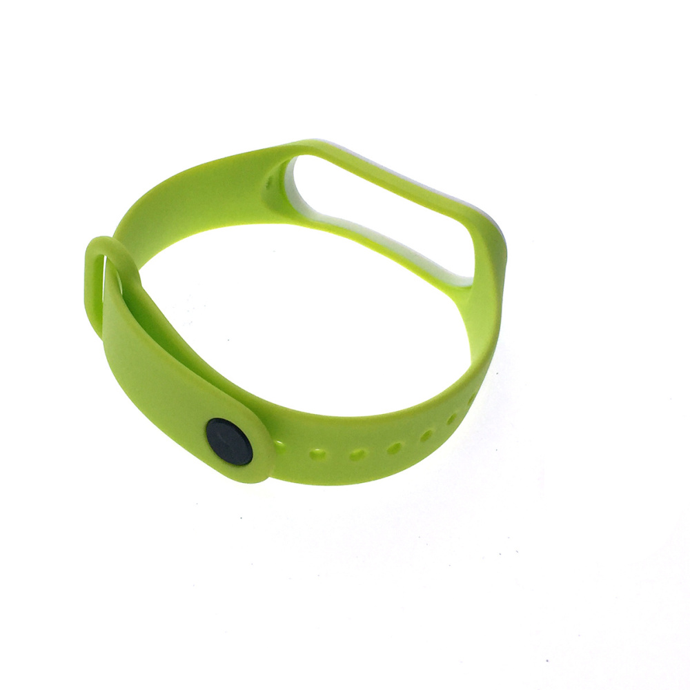 картинка Ремешок - браслет для Xiaomi Mi Band 3 / 4, зелено-белый силиконовый 