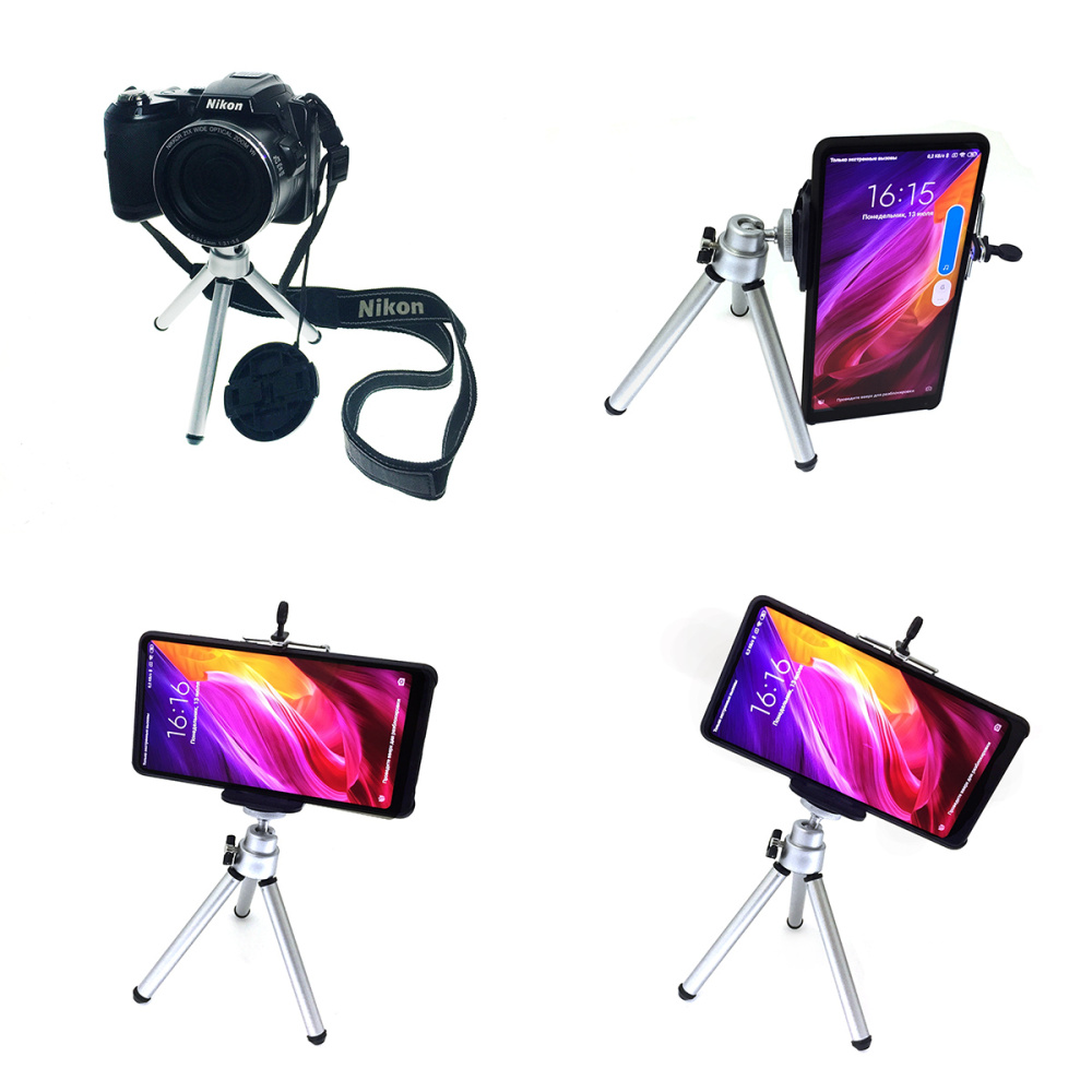 картинка Штатив для смартфона 5-6", фотоаппарата, видеокамеры, Espada EtripodPhone54, высота 41см 