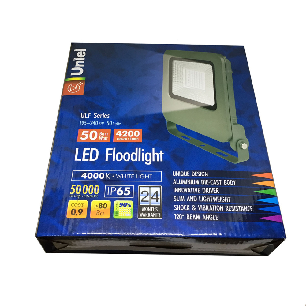 картинка Прожектор светодиодный уличный Uniel ULF-F17-50W/NW IP65 195-240В, белый свет, 4000K, серебристый 