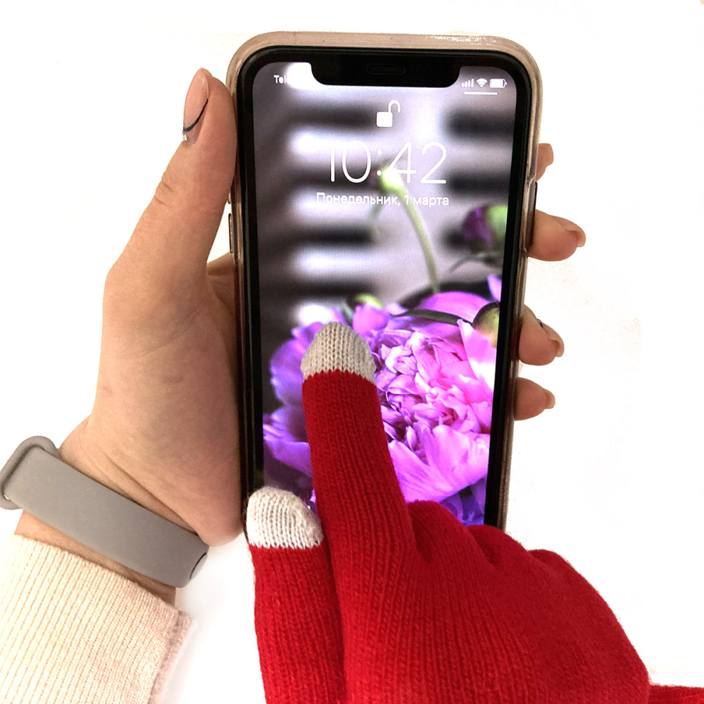 картинка Перчатки для сенсорных экранов,для смартфона, планшета, красные  