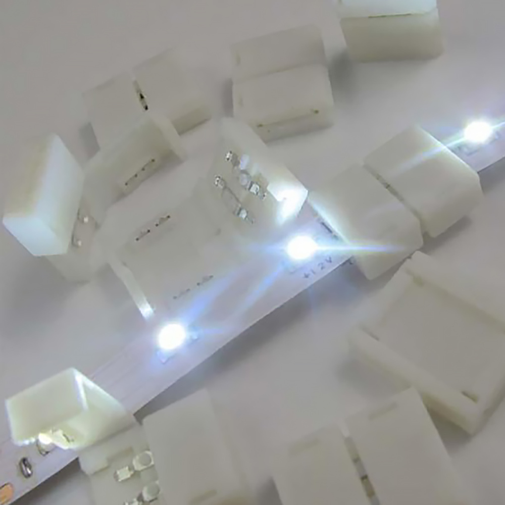 картинка Клемма соединительная для светодиодных лент 5050, 2 контакта, IP20, цвет белый 12х15 мм 