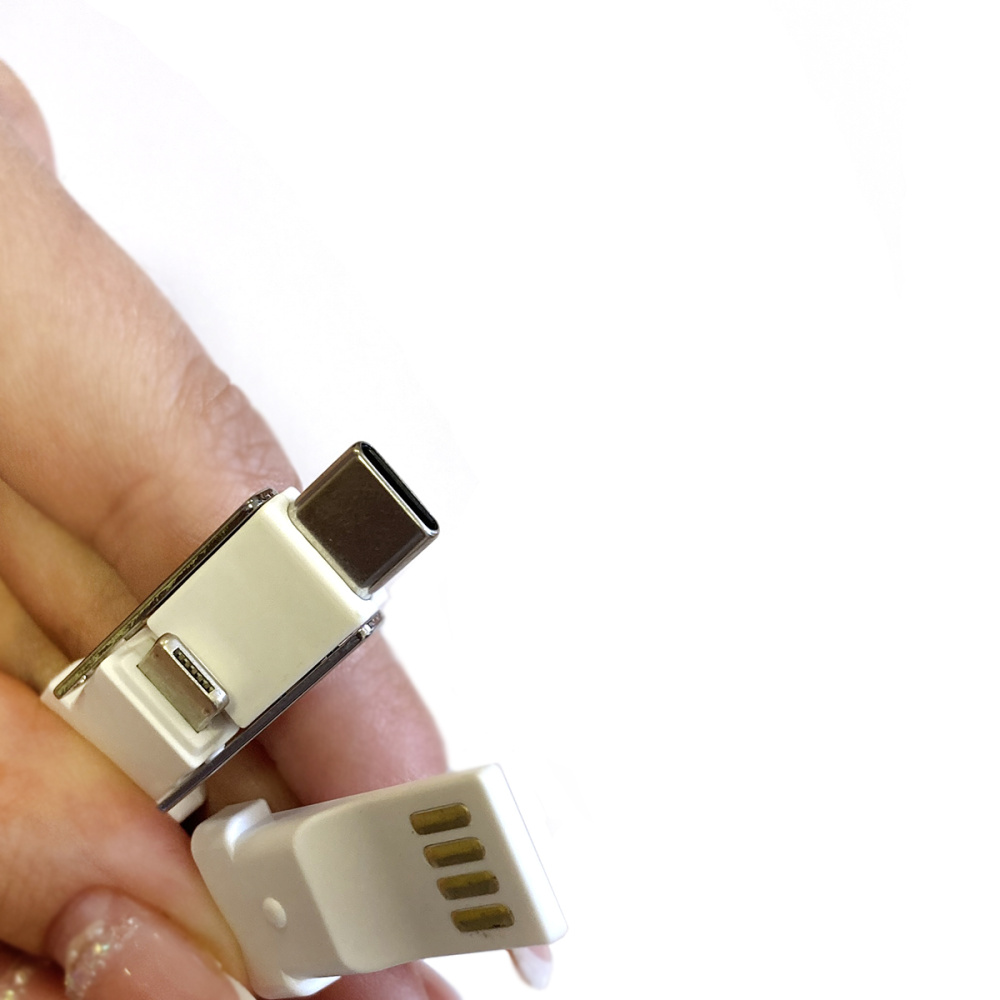 картинка Универсальный кабель - переходник 3 в 1!!! Espada Elyard3i1 синий Type-C + micro USB + iphone Lightning 8pin ремешок на шею для телефона для зарядки 