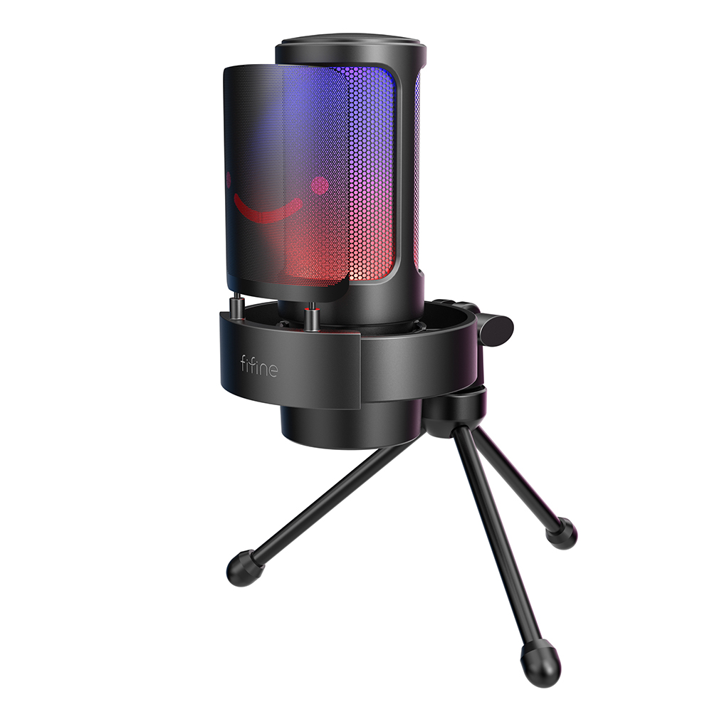 картинка Микрофон Fifine A8V с RGB подсветкой, черный 