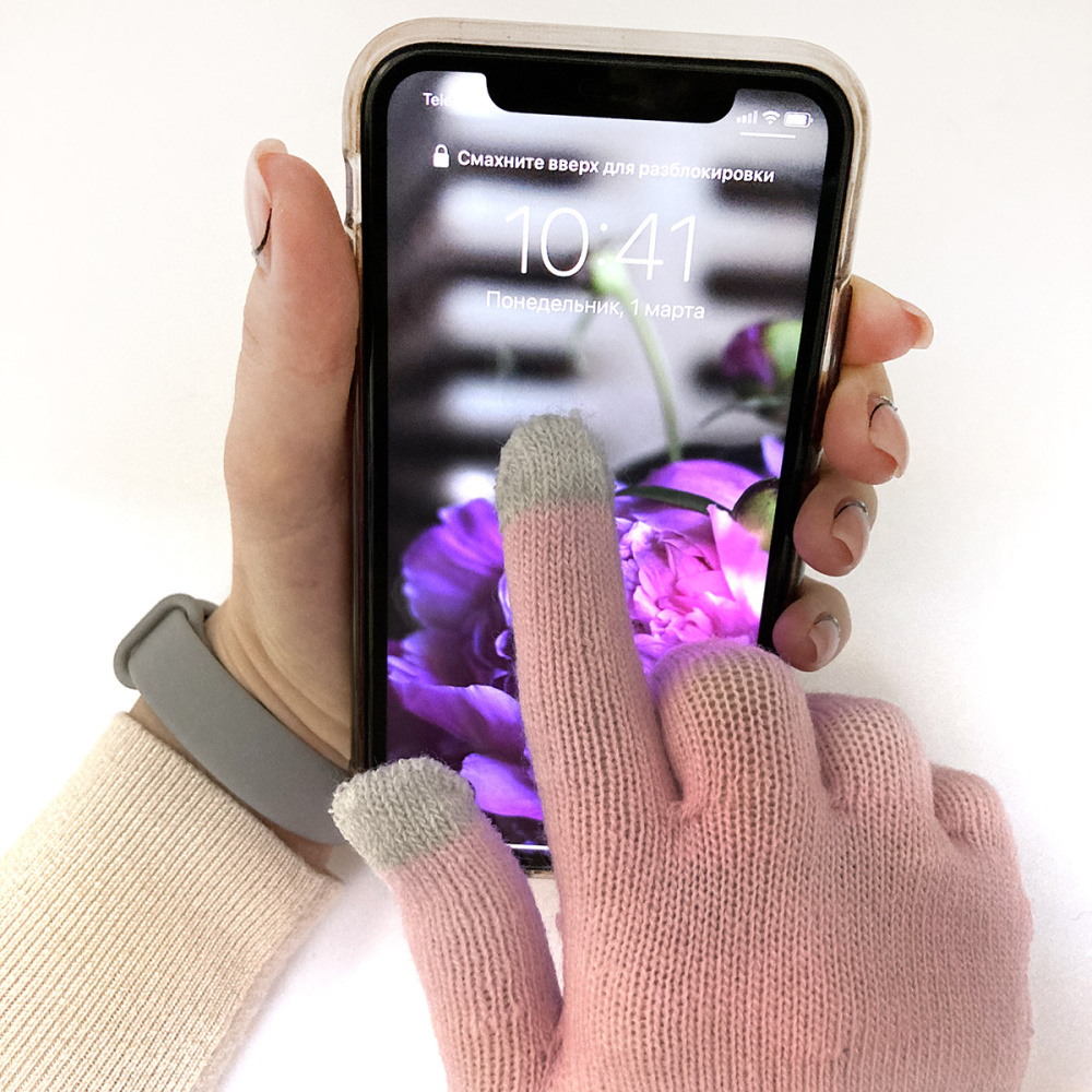 картинка Перчатки для сенсорных экранов, для смартфона, планшета, розовые 