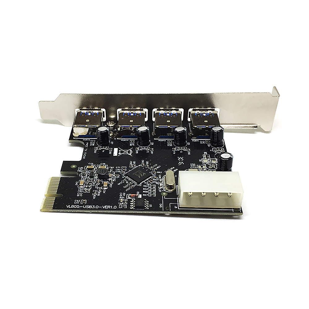картинка Контроллер PCI-E x1 v2.0 на USB 3.2 Gen1x1, 4xUSB A, чип VLI VL805, модель PCIe4USB3.0 Espada 