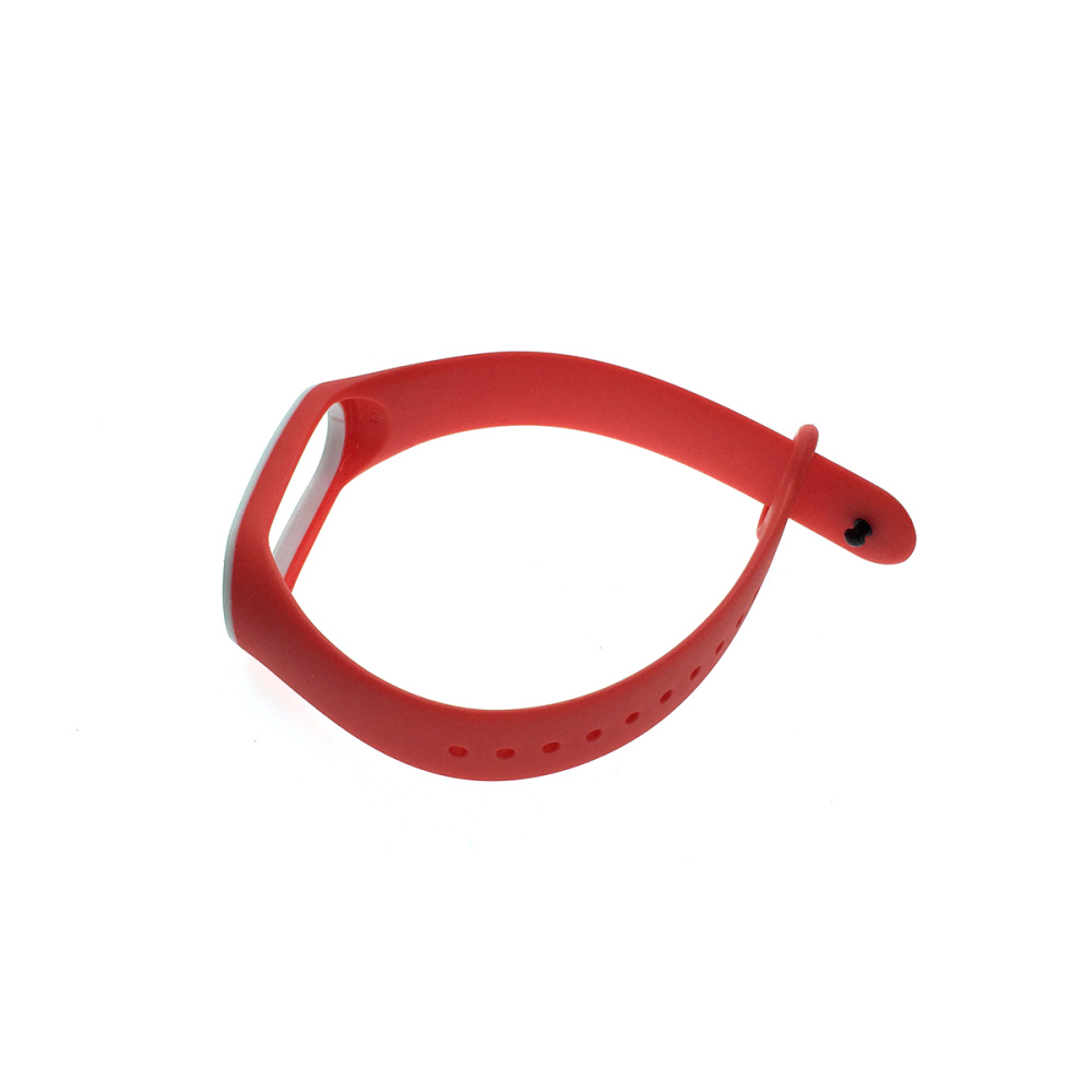 картинка Ремешок - браслет для Xiaomi Mi Band 3 / 4, красно-белый силиконовый 