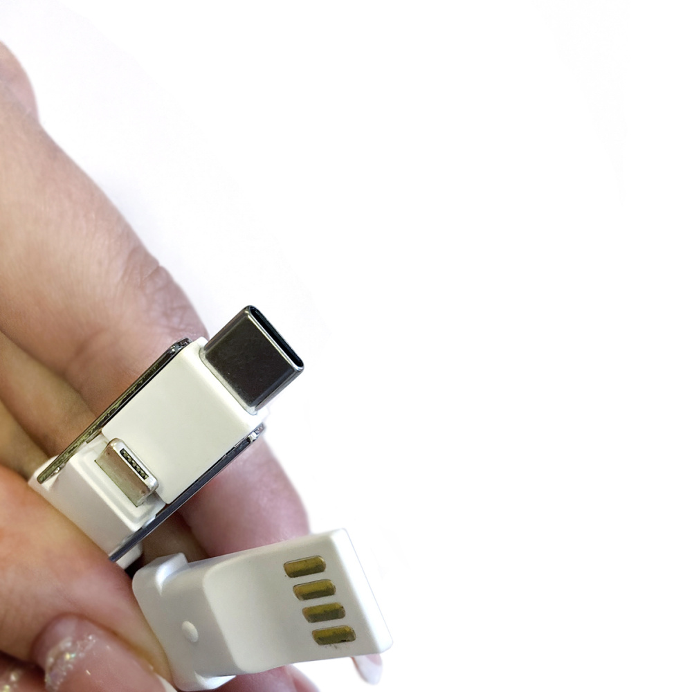 картинка Универсальный кабель - переходник 3 в 1!!! Espada Elyard3i1 красный Type-C + micro USB + iphone Lightning 8pin ремешок на шею для телефона для зарядки 