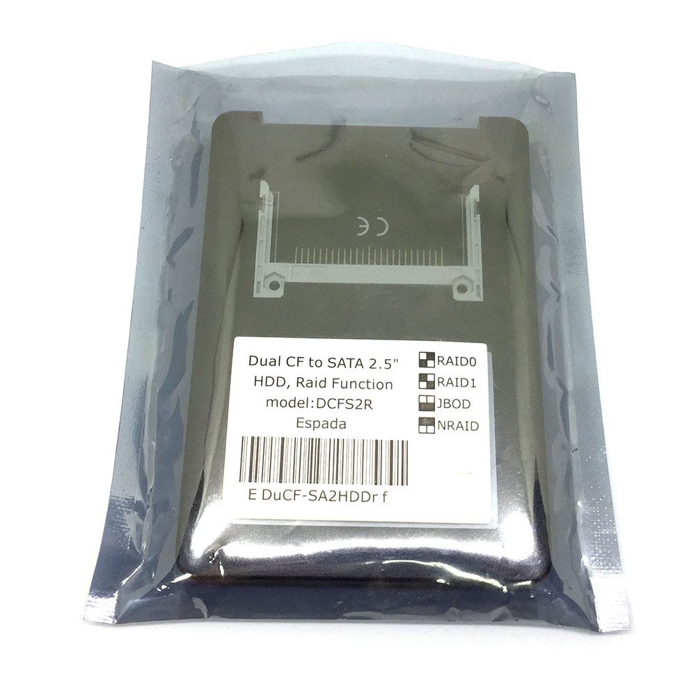 картинка Адаптер DCFS2R, Espada для 2-х карт памяти Compact Flash к разъёму SATA и создания RAID массивов 