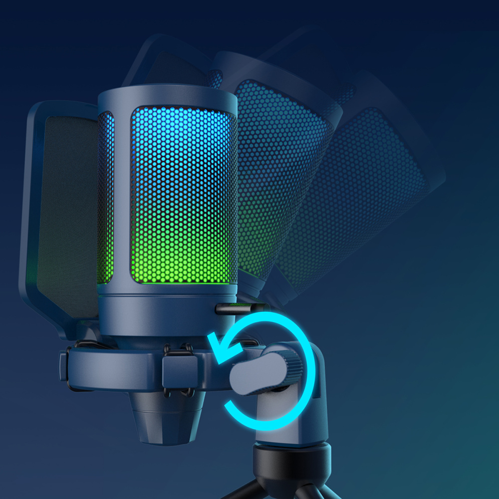 картинка USB-микрофон Fifine AmpliGame A6V, с RGB подсветкой, синий 