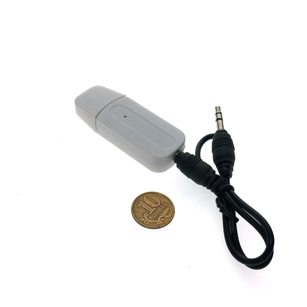 картинка Bluetooth MusicReceiver/ приемник, модель YET-M1 белый 3.5mm audio jack для воспроизведения музыки с телефона/смартфона/планшета на колонках, наушниках и автомагнитолах с AUX-входом, питаниe от USB 